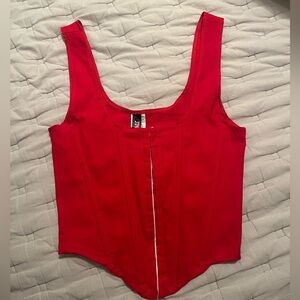 Red Sleeveless Corset Women's Top